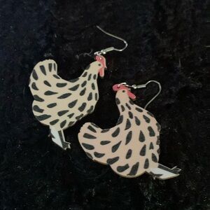 Wooden Chicken Earrings